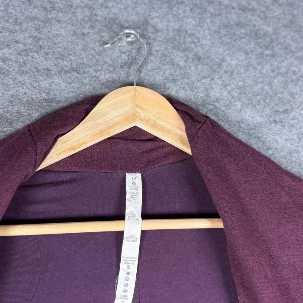 Lululemon Burgundy Heathered Wrap‎ Jacket Funnel Neck Asymmetrical Snap Size 10